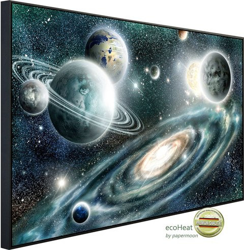 papermoon Infrarotheizung EcoHeat Universum mit Planeten in Bunt mit Matt-Effekt, App-Steuerung und Überhitzungsschutz - Bild 1