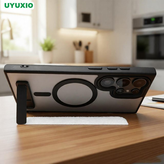 UYUXIO Magnetische Standhülle in Schwarz für Samsung Galaxy S25 S23 S22 Ultra A05 A06 A16 A26 A35 A36 A55 A56 Cover mit Ständer - Bild 1