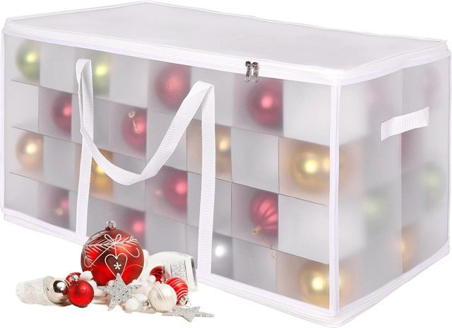 Relaxdays Weihnachtskugel Aufbewahrungsbox aus Kunststoff in Weiß, verstellbar, B/T/H: 37 x 73 x 36 cm - Bild 1