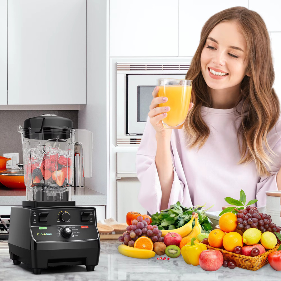 BioloMix Smart-Mixer mit 2200 W Hochleistung, schwarzes 2-Liter-Glasbehälter für Smoothies und Eisbrecher - Bild 4