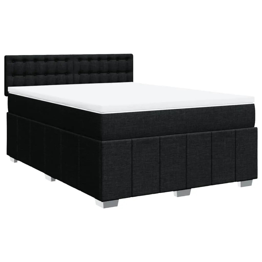 vidaXL Boxspringbett Hybrid mit Matratze und Taschenfederkern, Schwarz, B/T/H: 140 x 190 cm - Bild 2
