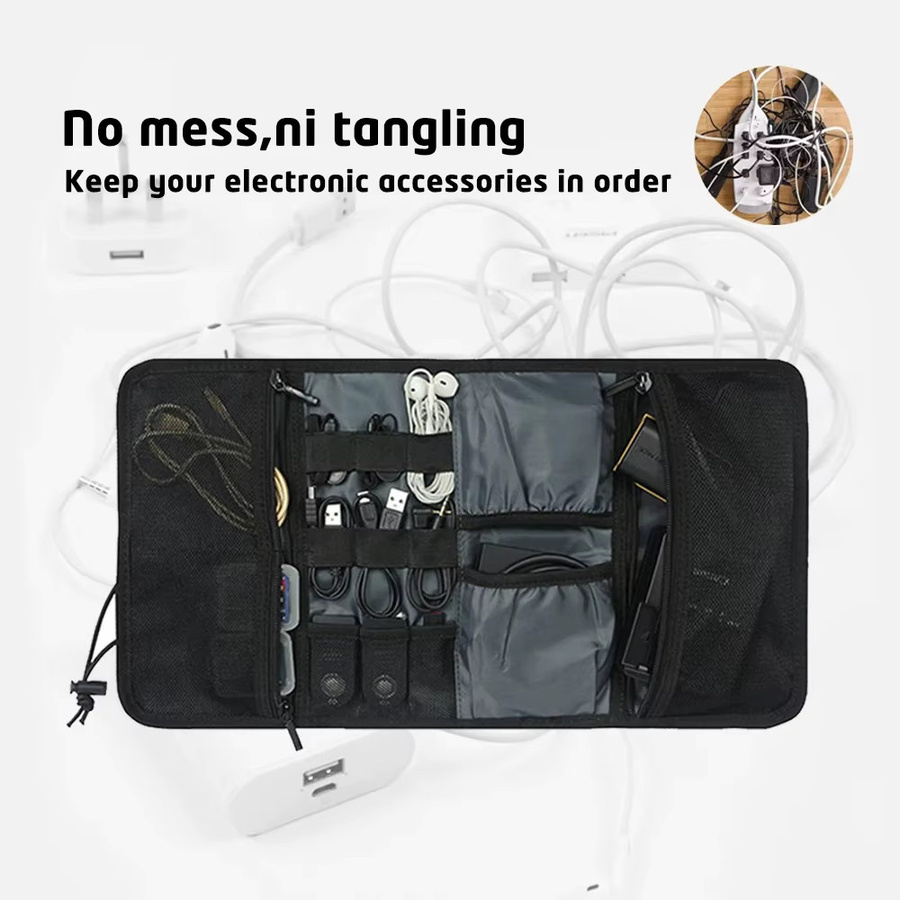 Elektronischer Organizer in Schwarz als Kabeltasche und Reise-Taschenorganizer für USB-Kabel und Telefonzubehör - Bild 4