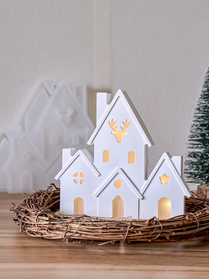 UDOCOOL Silikonform Hausform für DIY Gips und Beton als Weihnachts-Deko Ornament - Bild 1