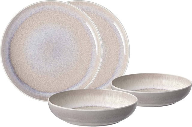 Villeroy & Boch like. Tafel-Set Perlemor Sand in Beige, 4er Set aus Keramik - Bild 1