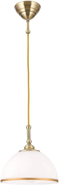 Orion Leuchten Hängeleuchte Old Style im Wiener Kaffeehausstil mit Milchglas in Gold/Messing und Weiß, Durchmesser: 22 cm - Bild 1