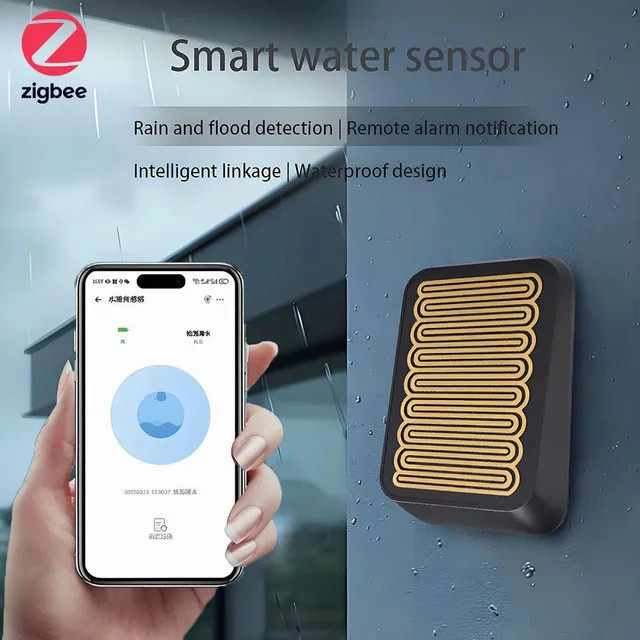 Mumubiz Zigbee-Regensensor für kabellose Regenerkennung und Wasserlecksensor in Schwarz, kompatibel mit eWelink-App - Bild 1
