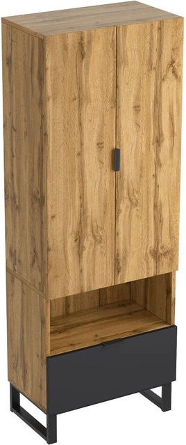 okwish Garderobenschrank mit Kleiderstange und Schubkästen in Natur, H x B x T: 180 x 65 x 38 cm - Bild 1