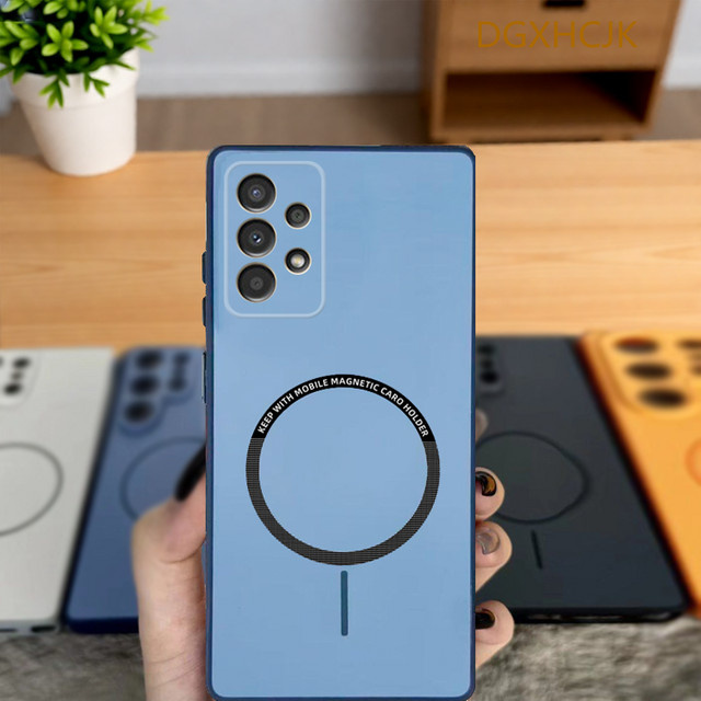 Magnetische Handyhülle für Samsung Galaxy A73 5G aus Hart-Silikon in Blau oder Braun - Bild 1