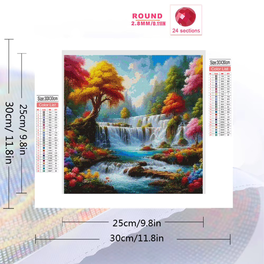 Evershine 5D Diamant Malerei Landschaft Wasserfall DIY Mosaik Set, Multicolor, B/H: 20 x 20 cm - Bild 2