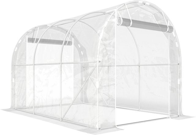 Outsunny Foliengewächshaus Transparent B/T/H: 300 x 200 x 200 cm mit Rollbar und Reißverschlusstür - Bild 1