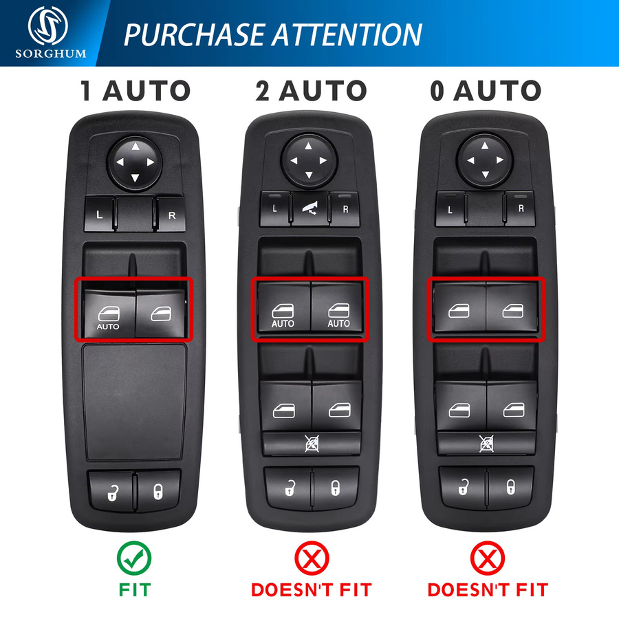 NEVOSA Fensterschalter für Dodge Grand Caravan und Chrysler Town & Country 2008–2017, Fahrerseite links, Schwarz und Grün - Bild 2