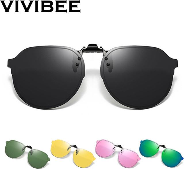 VIVIBEE Flip Up Clip Sonnenbrille, Vollrand, Metall, Schwarz, Unisex - Bild 1