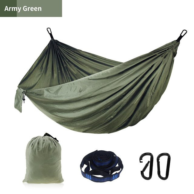 Zowee Doppelperson Fallschirmhängematte mit Hängemattengurten und schwarzem Karabiner für Camping und Reisen - Bild 1