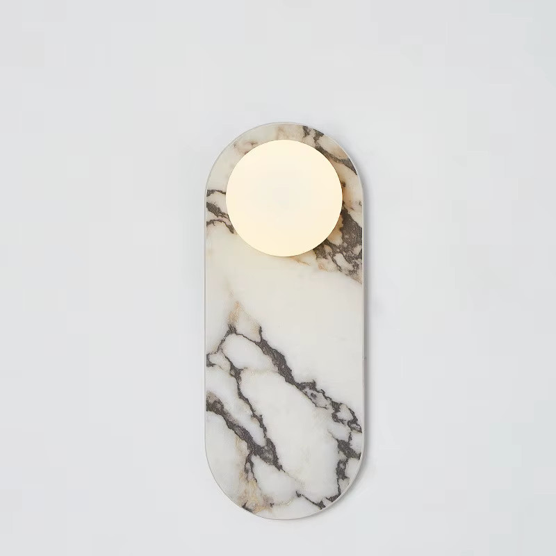 Moderne Nordic LED Wandleuchte aus Glas und Marmor in Weiß für Schlafzimmer und Flur - Bild 1