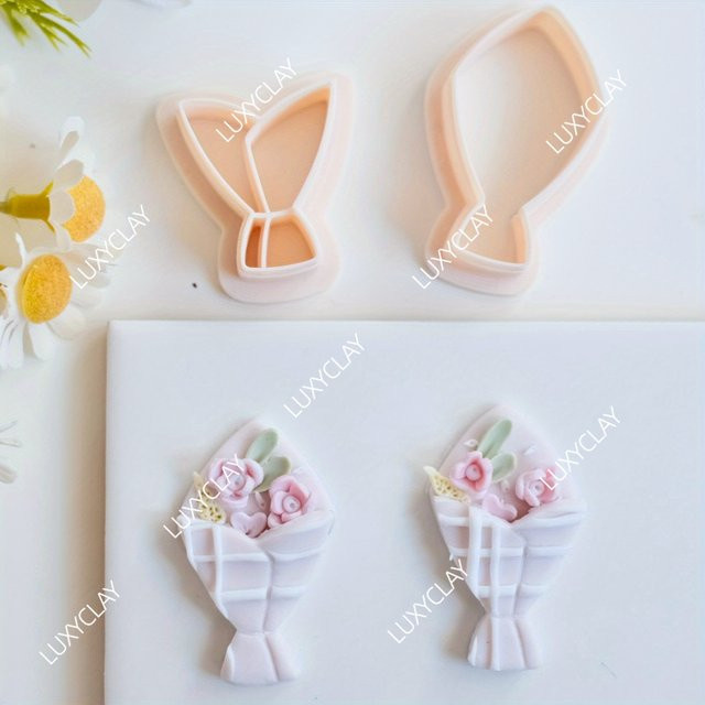 2er-Set Blumenstrauß-Formen aus Ton für DIY-Ohrringe, Schmuck und Anhänger aus Resin und Kunststoff - Bild 1