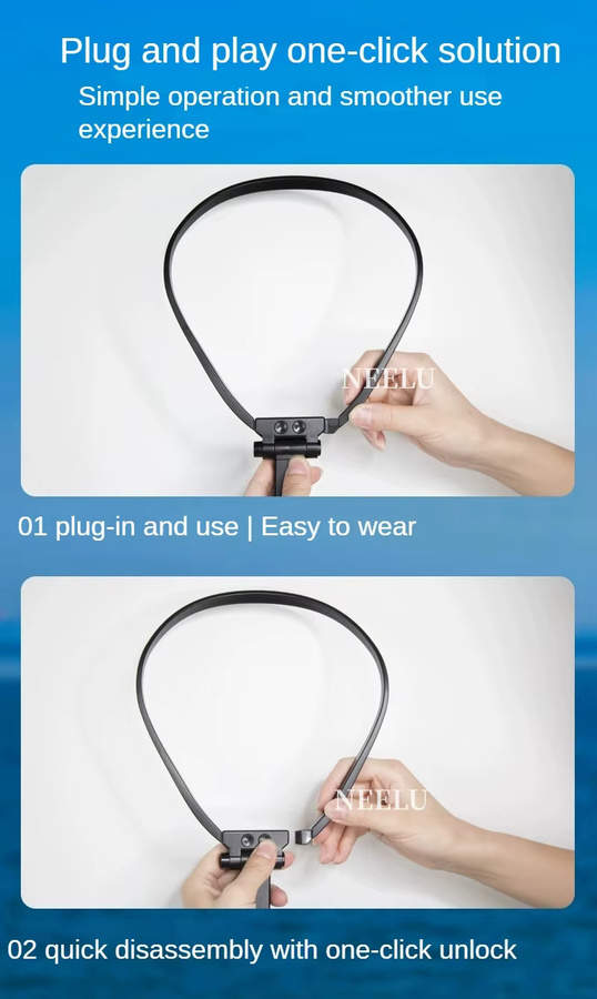 Anti-Shake Halshalterung für Action Kameras wie GoPro Hero 12 10 9, Insta360 X3 und DJI Osmo Action, Lanyard Strap in Schwarz - Bild 4