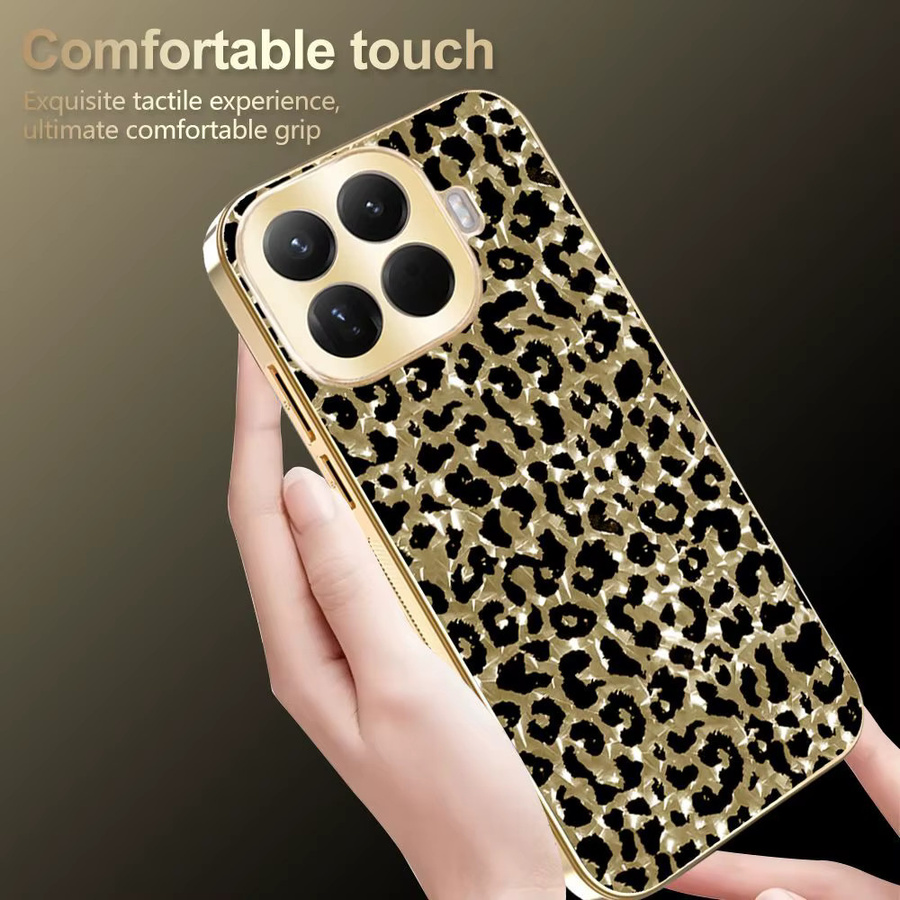 Modische Schutzhülle mit Leopardenmuster und galvanisiertem Rand für Xiaomi 17T, 15T Pro, POCO M8 und X8 Pro Max in Beige/Multicolour mit Kameraschutz - Bild 4