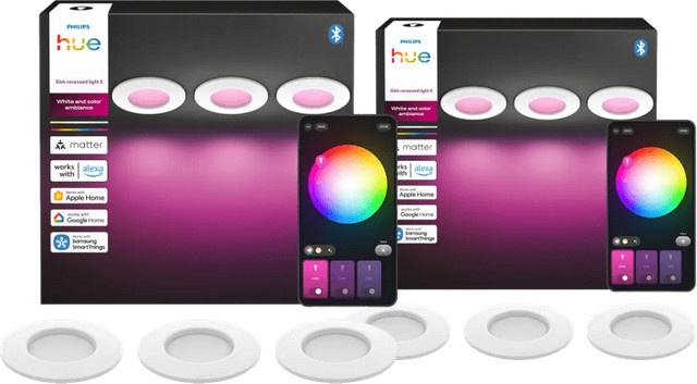 Philips Hue Einbaustrahler Slim 6er-Pack LED White & Color, Rund, Weiß - Bild 1