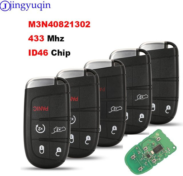 Jingyuqin Ersatz Smart Remote Autoschlüssel m3n40821302 Fob 433MHz ID46 Chip für Jeep Grand Cherokee, Schwarz - Bild 1