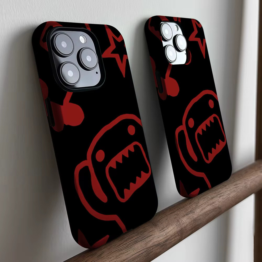 CaseLumi Matte Bumper MagSafe Schutzhülle für iPhone 17 16 15 14 13 Pro Max Stoßfeste Harte PC Hülle Schwarz-Rot Domo-Kun - Bild 3
