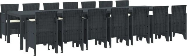 vidaXL Garten Essgruppe aus Poly Rattan, 15-teilig, Anthrazit - Bild 1