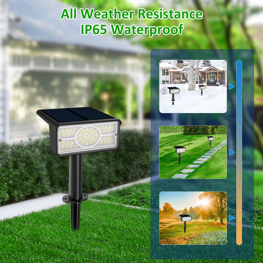 T-SUNRISE Solar Gartenleuchten Set mit 49 LEDs, IP65 wasserdichte Outdoor Solar Spotlight Wandleuchte für Garten und Außenbereich, 2er Pack in Grün, Blau oder Schwarz - Bild 4