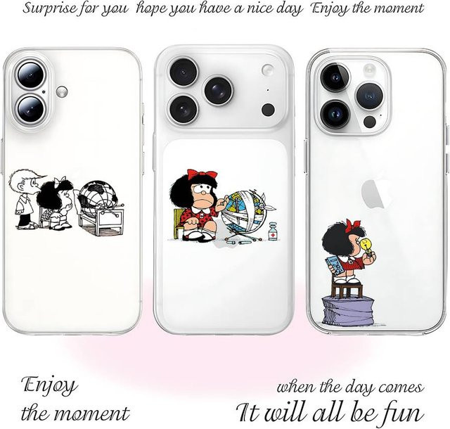 M-Mafaldas Handyhülle für Apple iPhone kompatibel mit iPhone 17 16 15 14 13 12 11 Pro Max Plus X XR XS SE 2020 transparent - Bild 1