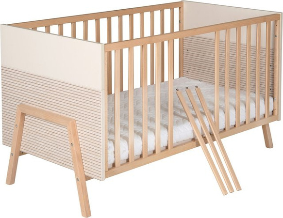 Schardt Babybett Happy aus massiver Buche in Beige, B/T/H: 70 x 140 cm