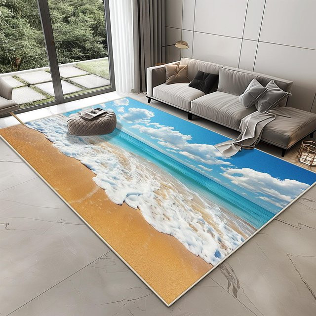 Karpetti 3D Vision Seaside Design Teppich in Blau, modern und rutschfest, B/T: 60 x 90 cm - Bild 1