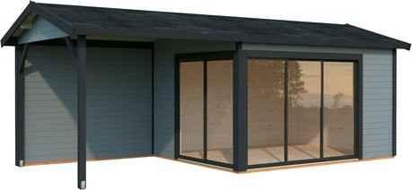PALMAKO Gartenhaus Amanda aus Fichtenholz in Grau mit Satteldach und Fußboden, B/T/H: 712 x 340 x 280 cm - Bild 1