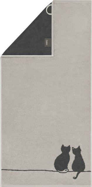 Handtuch CUTE CATS von cawo in Grau/Silber aus Baumwoll-Terry mit Grafikprint und Oeko-Tex Standard 100 Zertifizierung - Bild 1