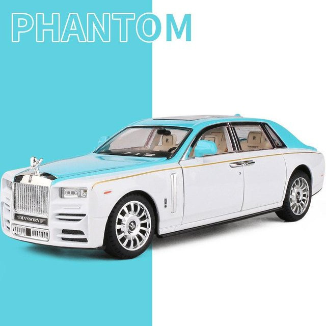 Linyi toy car Rolls Royce Phantom, Modellauto, 1:22, Metall, mit Licht und Sound, Blau, ab 18 Jahren - Bild 1