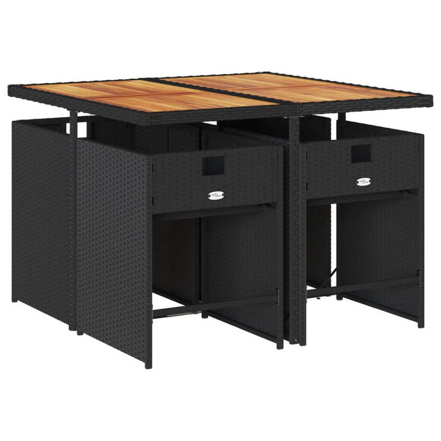 vidaXL 5-tlg Gartenmöbel-Set aus Akazienholz und Poly-Rattan in Schwarz und Braun mit Kissen - Bild 4