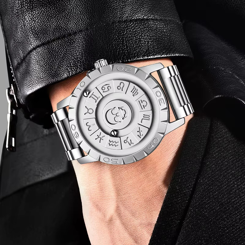 FOXBOX Armbanduhr Totenkopf, Quarz, Edelstahl, Silber, Herren - Bild 5