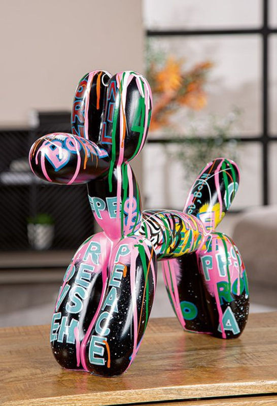Dekorative Figur Ballonhund PALLONE aus Kunstharz in Schwarz und Mehrfarbig - Bild 1