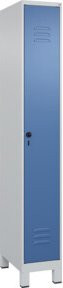 C+P Spind Classic PLUS Garderobenschrank mit 1 Abteil, Farbe: Lichtgrau/Fernblau, H x B x T: 195 x 30 x 50 cm, mit Sicherheits-Drehriegel, 4 Garderobenhaken und mittiger Trennwand - Bild 1