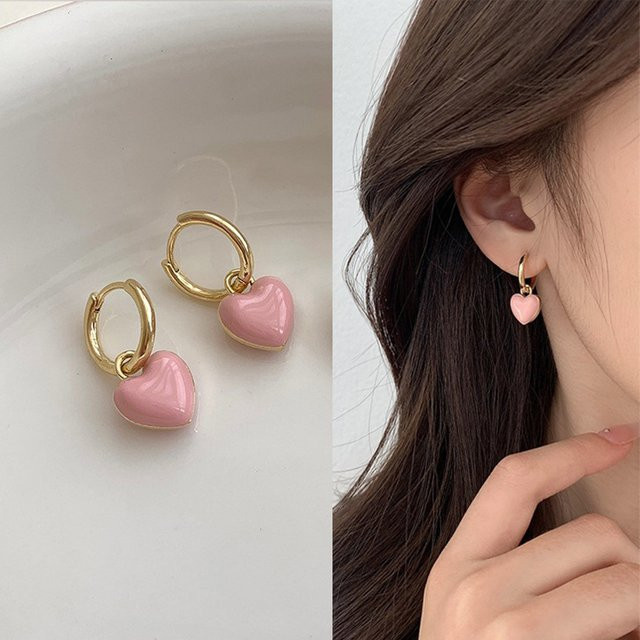 belleper Ohrhänger, Gold, rosa herzförmig, Damen - Bild 1