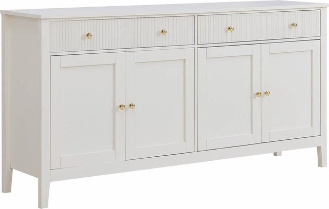 Merax Sideboard Weiß Modern mit 4 Türen und 2 Schubladen sowie Goldgriffen - Bild 1