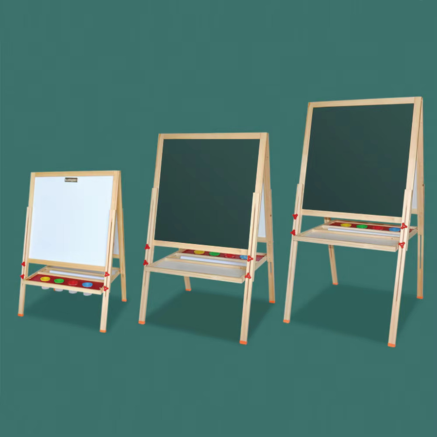 Doppelseitiges Holz-Malbrett für Kinder mit Whiteboard und Kreidetafel in Natur und Grün inklusive Zubehör - Bild 3