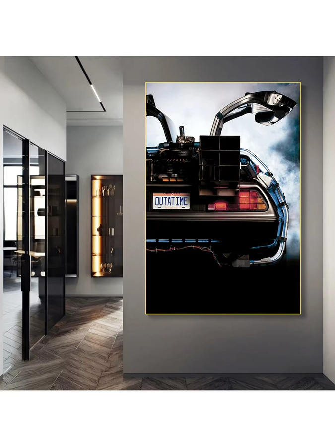JKPICTURE Wandkunst Zurück in die Zukunft DeLorean Time Machine Poster, minimalistisches Grafikdesign in Mehrfarbig, rechteckiges Papierposter - Bild 4