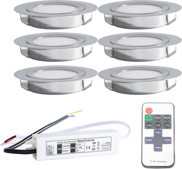 Ohlite Mini LED Einbauleuchte dimmbar 3W 12V in Silber für Schrank Küche und Esszimmer mit Treiber und warmweißem Licht - Bild 1