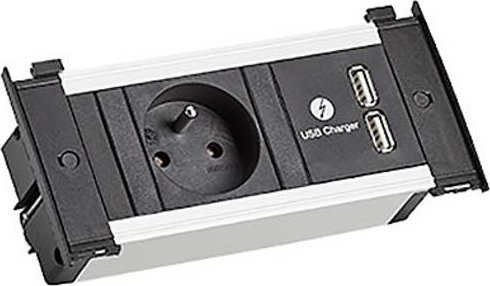 Bachmann Einbau-Steckdosenleiste Flush mit USB-C in Schwarz - Bild 1