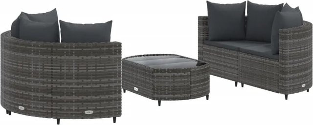 vidaXL 5-tlg Garten-Sofagarnitur aus Poly Rattan mit Kissen in Grau/Anthrazit - Bild 1