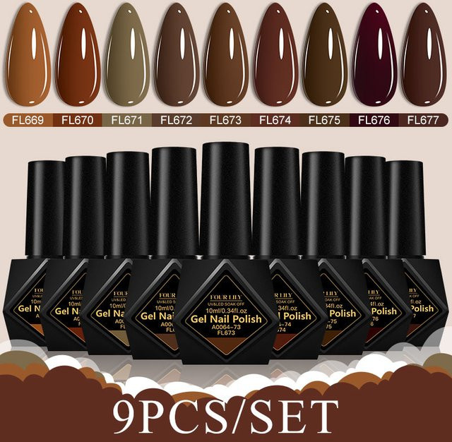 Four Lily Nagel-Gel-Set, 9-teilig, glänzend, Unisex - Bild 1