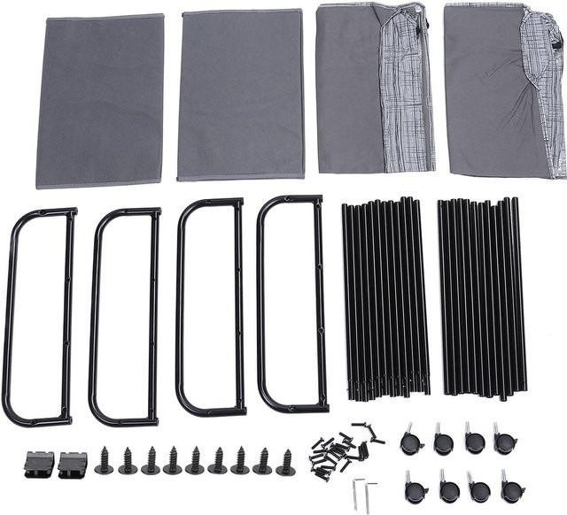 KONNWEI Rollende Aufbewahrungsbox unter dem Bett aus Kohlenstoffstahl und Oxford-Gewebe mit Streifenmuster in Grau, B: 80,0 cm, T: 43,5 cm, H: 16,0 cm - Bild 1
