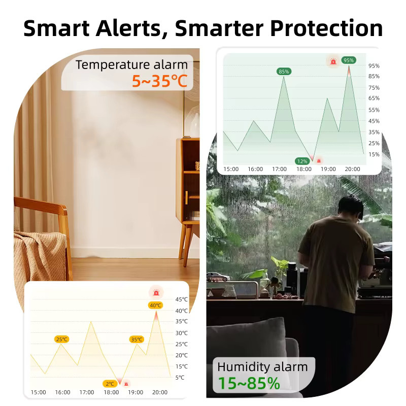 Tuya Smart Bluetooth Temperatur und Feuchtigkeit Sensor in Weiß mit App-Steuerung und Smart Home Integration für Alexa und Google Home - Bild 4
