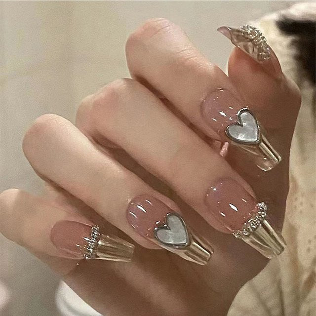 MAFANAILS Künstliche Nägel, Acryl, Französisch, Glänzend, 24 Stück - Bild 1
