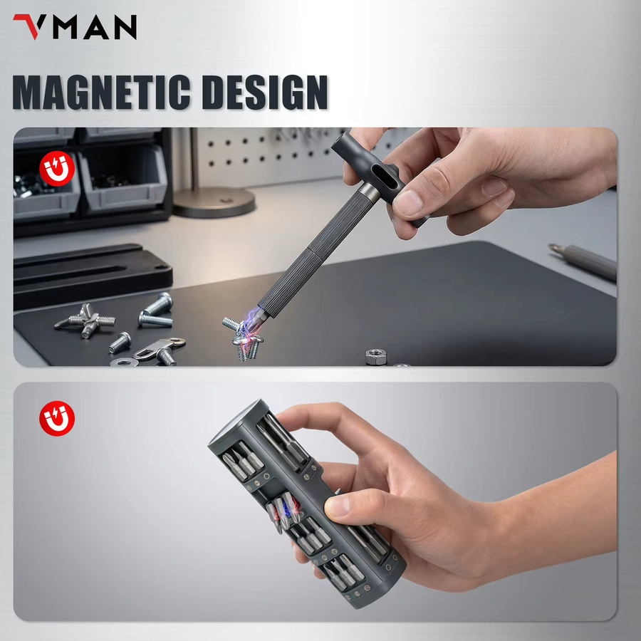 VMAN 29-in-1 Magnetischer Präzisions-Schraubendreher-Satz mit Ratschenfunktion in Schwarz - Bild 4