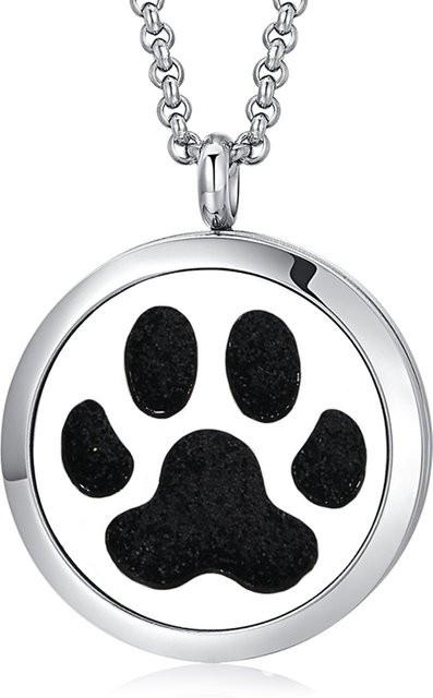 MODKISR Halskette Aroma Diffusor, Edelstahl, Silber, Hunde Pfote, Unisex - Bild 1