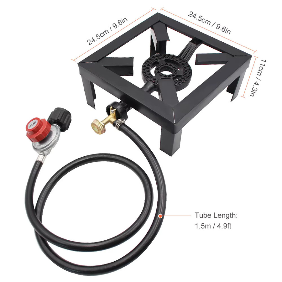 Tomshoo Gaskochring mit 8 kW Gusseisenbrenner, tragbarer Outdoor-LPG-Herd in Schwarz, B/T/H: 24,5 x 24,5 x 11,0 cm - Bild 2